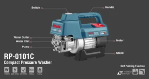 کارواش 100 بار دینامی کامپکت با قابلیت مکش آب مدل RP-0101C همراه یکسال گارانتی رسمی