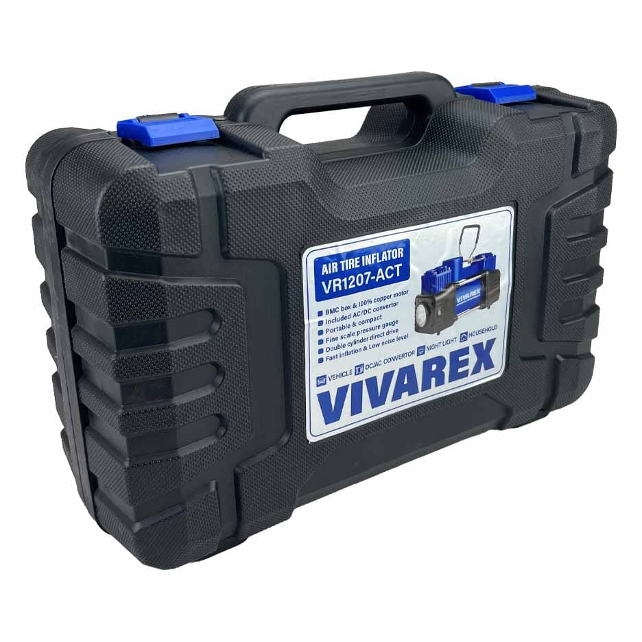 کیف BMC کمپرسور باد فندکی دو کاره دو سیلندر ویوارکس مدل VR1207-ACT با لوازم و مبدل برق شهری