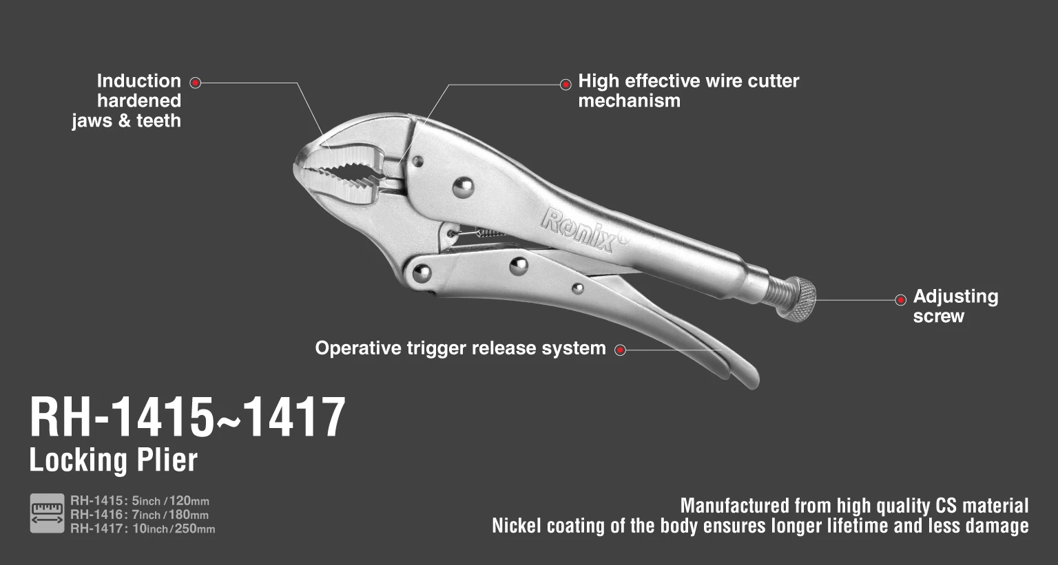 انبر قفلی 7 اینچ Locker رونیکس مدل RH-1416